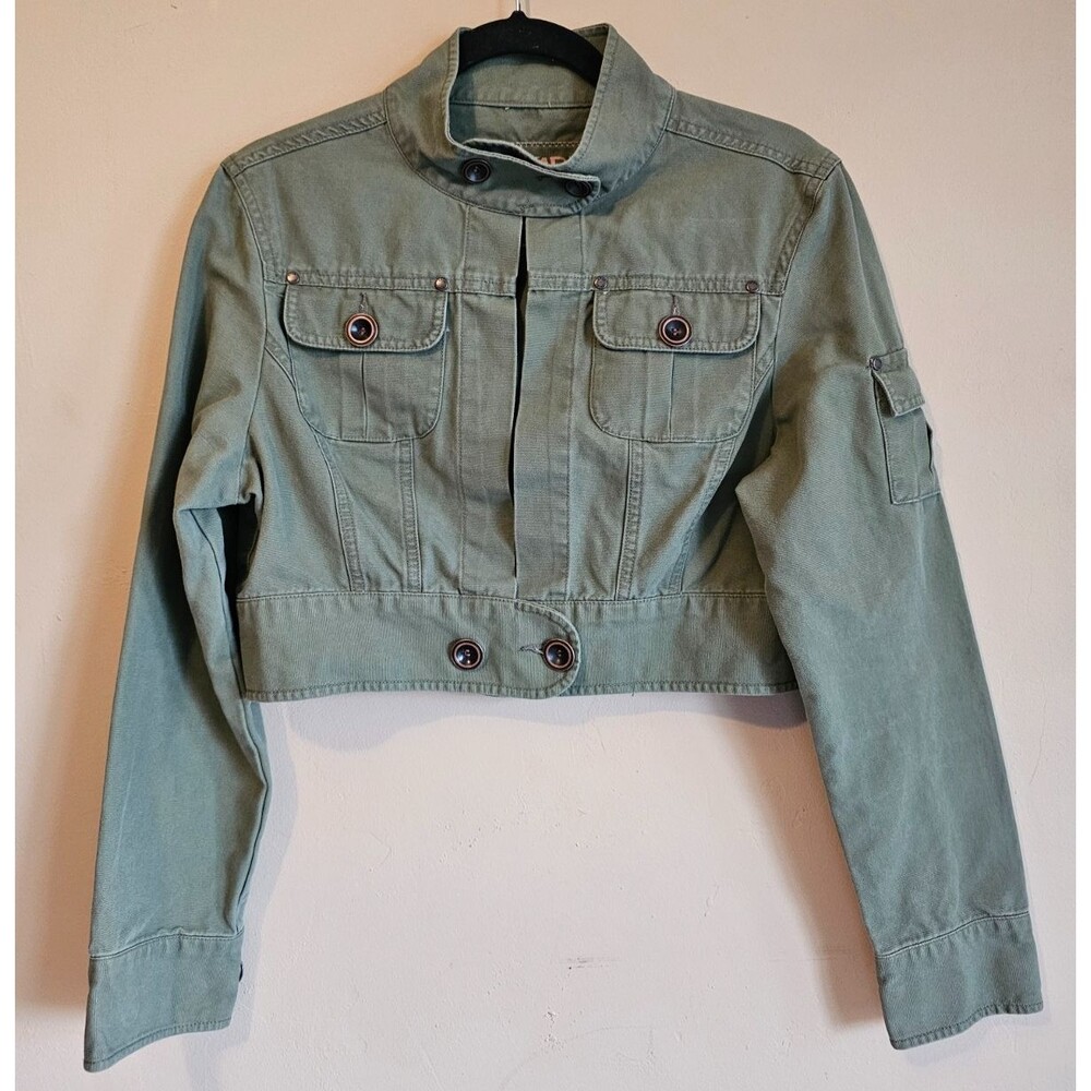 Original Star Jeans Crop Jacket Green denim Punk cute unique cotton sz Large